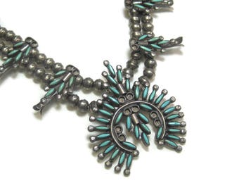 Turquoise Zuni Needlepoint Necklace Sterling Lucy Wytsa