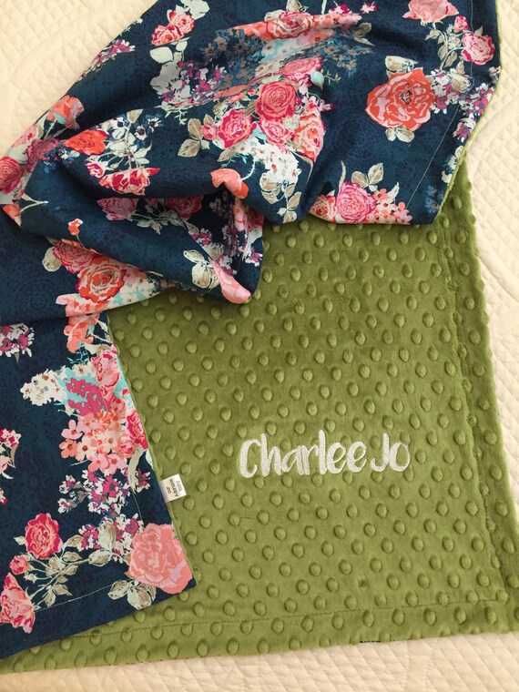 Floral Baby Blanket Personalized Baby Blanket Name Baby