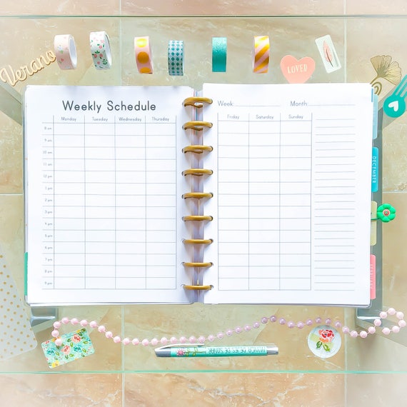 Happy Planner Hourly WEEKLY SCHEDULE Printable PDF Mambi