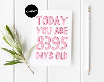 Personalised Birthday Card, Milestone Birthday Card, Fun Birthday Card For Her, Birthday Card, Today You Are Days Old, 50th Birthday Card
