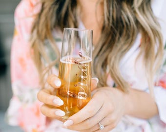 Bridesmaid Gift - THE ORIGINAL Rose Gold Stemless Champagne Flute / Personalized Bridesmaid Gift / Bridesmaid Proposal / Toasting Flutes