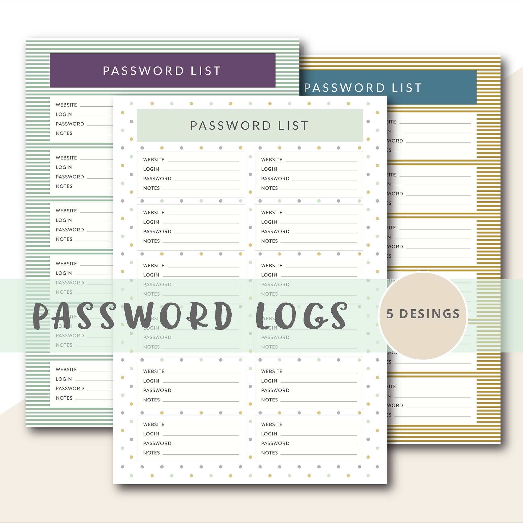 Printable Password Log Book Template