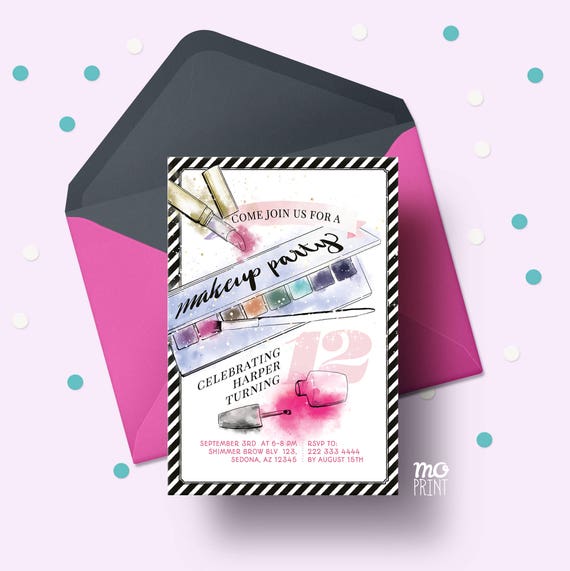 spa birthday invitation makeup birthday invitation