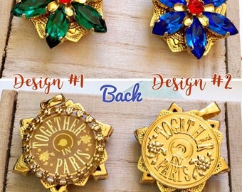 Anastasia "Together in Paris" Necklace with Swarovski Preciosa Crystals Emerald or Sapphire Handmade Replica 16K Gold Flower Charm Cosplay