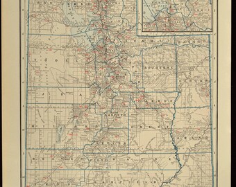 Utah railroad map | Etsy