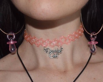 Daddy's Girl Sparkly Pink Tattoo Choker
