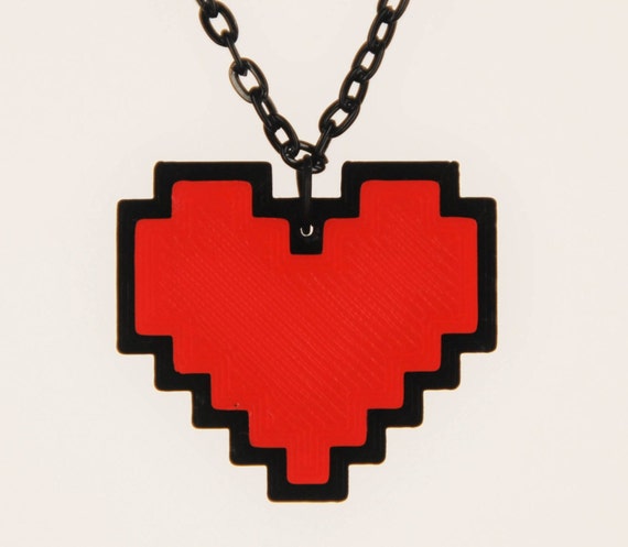 Undertale Cosplay Necklace Digital 8 Bit Pixel Heart Zelda