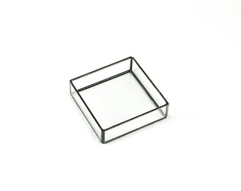Glass Ring Box, Small Glass Box, Square Glass Box, Glass Box Square, Tiny Glass Box, Geometric Ring Box, Small Display Case, Glass Case