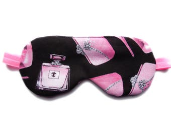 Diva Sleep Eye Mask, Glamorous Blindfold, Eyemask Sleepmask Women, Perfume Makeup Make-up Night Eyeshade Girls, Pink Black Kid Child Fancy