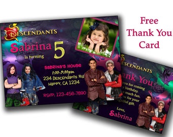 Descendants 2 Invitation, Descendants Birthday Invitation, Descendants Personalized Invitations, Descendants Printabless