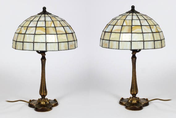 Modern Bedside Lamp Pair, Lamp Pair, Bedside Lamp Pair, Lamp Set, Stained Glass Lamp Pair, Bedside Lamps, Vintage Bedside Lamps