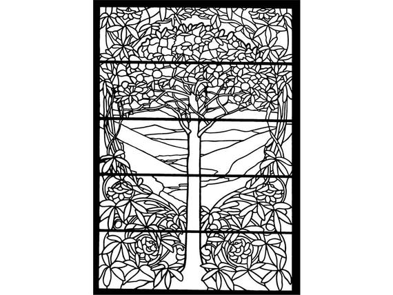 Stained Glass Patterns, Tree SVG, Art Nouveau Print, Coloring Pages, Pattern Svg, Pattern Designs, Pattern Pdf, Pattern Print, Tree Print