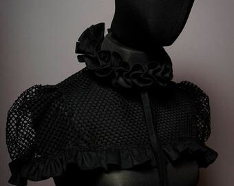 Haute Couture High Fashion ruffle collar with Cape. detachable collar.