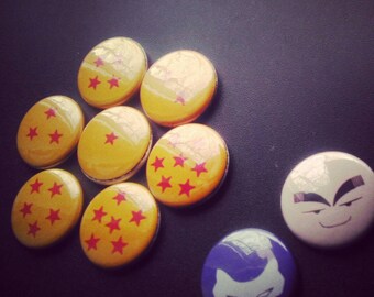 8 one-inch DBZ dragon balls button pins