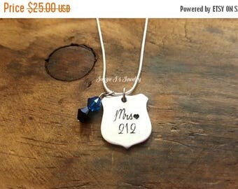 Police Wife Necklace, Proud Police Officers Wife Engraved Necklace, Police Badge Necklace, Gift For Her, Leo Wife, Mrs Police Officer, Gifts