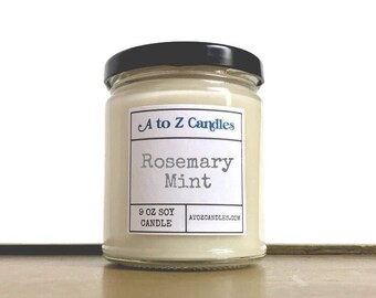 Soy Candle, Soy Candles, Vegan Candles, Home Gifts, Scented Candle, Candle, Candles, ROSEMARY MINT, Candle Gift, Scented Soy Candles