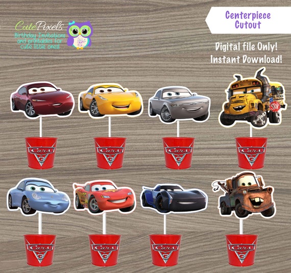 Cars Centerpiece Cars Cake toppers Disney Cars Birthday