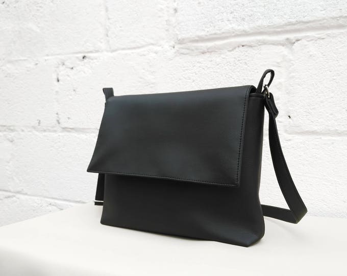 Vegan Leather bag /Shoulder bag /Crossbody bag /Black leather crossbody /Medium crossbody