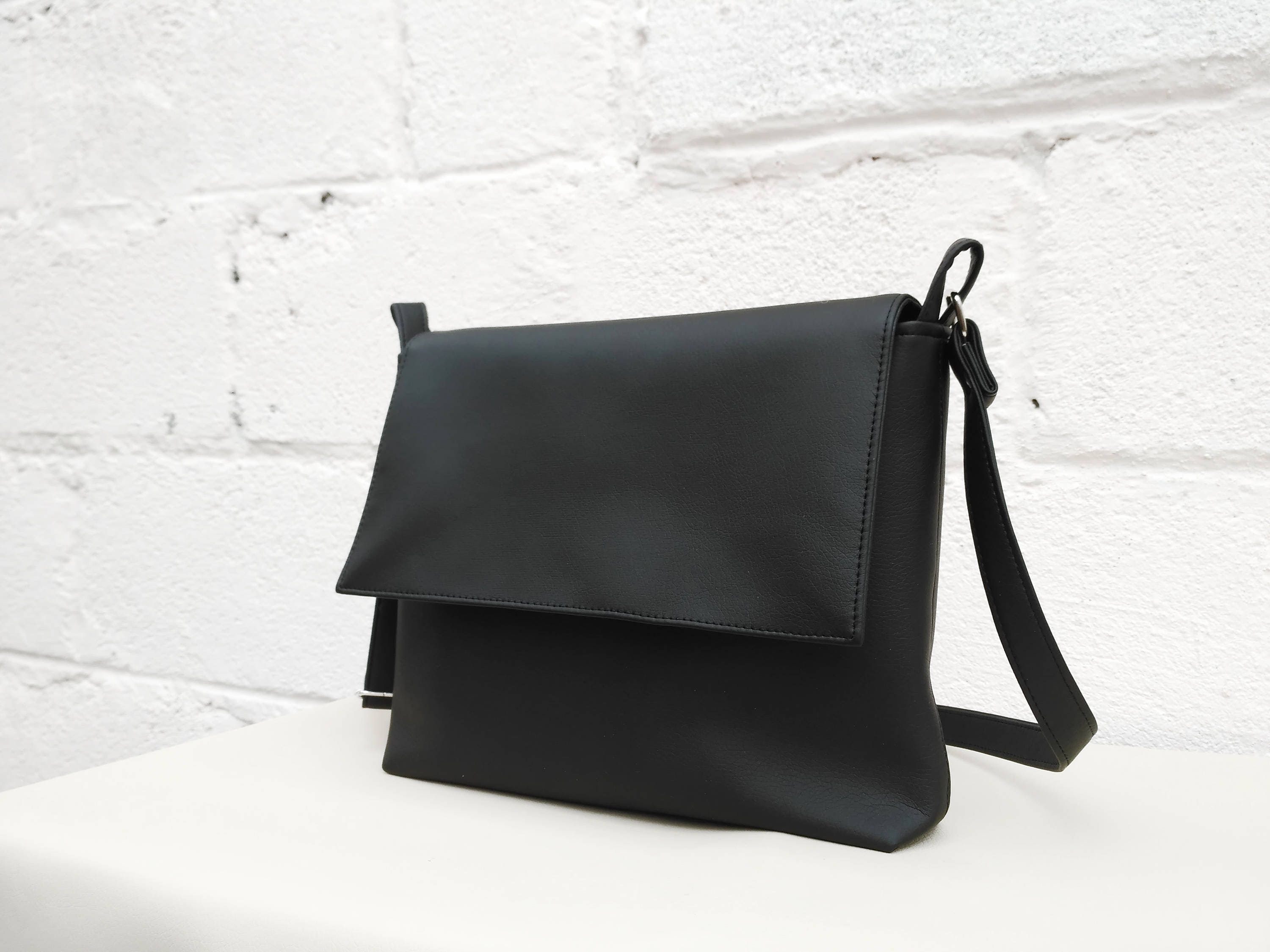 Vegan Leather bag /Shoulder bag /Crossbody bag /Black leather