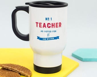 ON SALE Number One Teacher' Travel Mug - Personalised - Gift For Teacher - Fun Gift - Thank you GIft