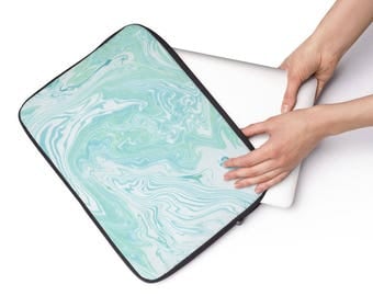 Laptop Sleeve Blue Green Swirl Pattern - Available in 3 sizes