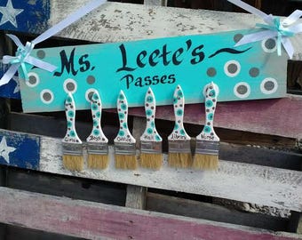 Personalized Teacher Classroom Passes, Classroom Passes, Personalized Teacher Sign, Art Teacher Passes, Art Room Personalized Passes, Art
