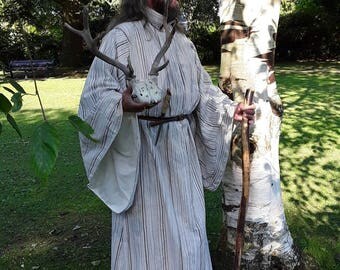 Summer Silver Birch Druid robe,Pagan, Wicca, also LARP LOTR, Elven wear, Mage, Wizard clothing, free size, full length robe, wide sleeves,