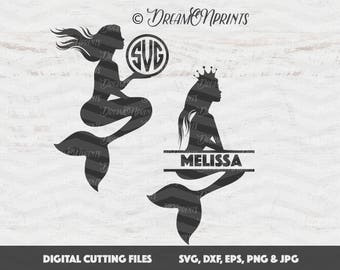 Mermaid SVG, Mermaid Monogram SVG, Beach Svg Files, Split Mermaid Svg, Split Monogram Svg, Circle Monogram Svg, Nautical Svg SVDP282