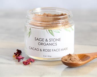 Cacao + Rose Organic Face Mask | Rose Face Mask | Chocolate Face Mask | Vegan Face Mask | Antioxidant Face Mask