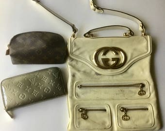Authentic lot of Gucci Louis Vuitton Vintage repair Handbag wallet clutch cosmetic case lot Zippy Pochette 1K Blondie GG