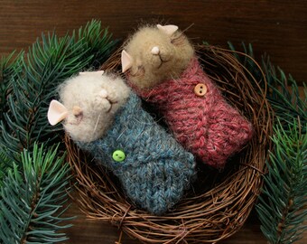 Sleeping mouse, Felted Mouse, Needle Felted Mouse, nest, little mouse, felted animal, mice, felted mice, wool mouse, needle felted animal