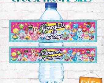 Shopkins Drink Bottle Labels Shopkins Water Bottle Wraps Shopkins Birthday Party Decorations with matching Invitation Customized Digital