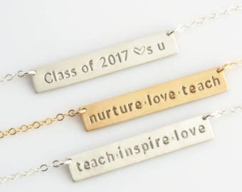 Teacher Appreciation Gift, Personalized Teacher Necklace,Personalized Teacher Gifts from Class,Graduation Gift, 2017, LEILAjewelryshop, N225