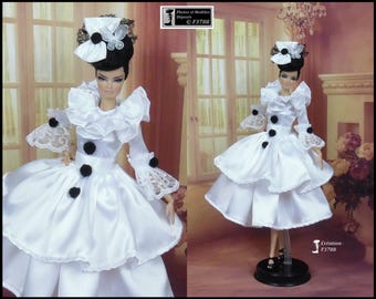 Barbie dress " Colombine " clothes complete Outfit for Barbie doll Fashion Royalty Silkstone Poppy Parker handmade by F3788