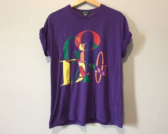 90s Giordano Jeans front/back graphic distressed art hoe style t-shirt