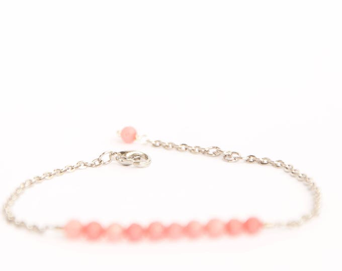 Birthday gift for girlfriend, Pink opal bracelet, Valentine day gift for girlfriend, Opal birthstone bracelet, October birth stone jewelry