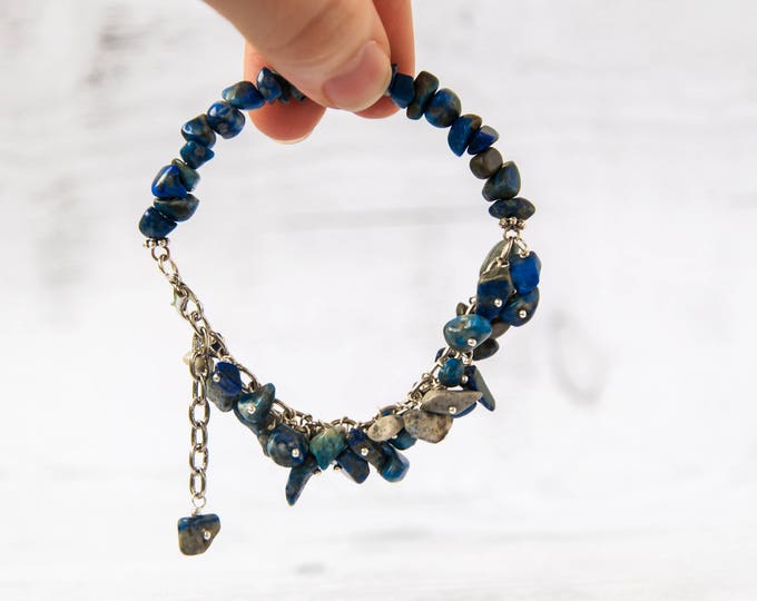 Lapis lazuli bracelet, Blue lapis bracelet, Lapis lazuli jewelry, Blue stone bracelet, Navy blue bracelet, Mothers day gift from daughter