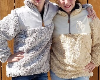 FREE SHIPPING, Pre Order! Monogram Sherpa Pullover, Monogram Fleece Sherpa, Sherpa Sweatshirt, Pullover, Monogrammed Pullover, Sherpa