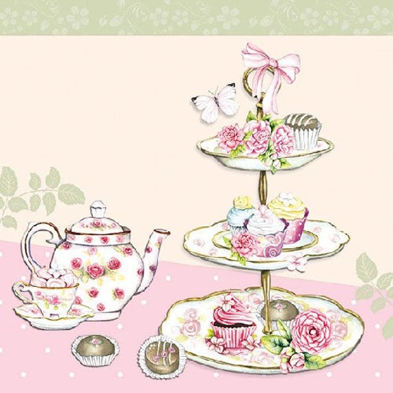 TEA PARTY NAPKINS Afternoon Tea Napkins Tea Napkins Tea