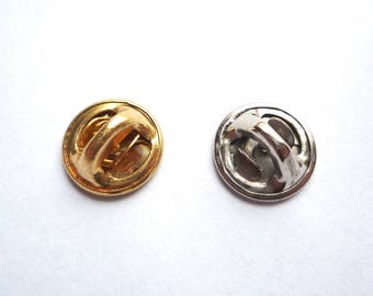 100 silver or gold toned pinch clutch backs for tie tacks or lapel pins