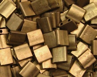 Miyuki Tila TL-2006 Metallic matte dark bronze. Beads 5*5mm. 5 or 10 grams. Bronze tila. Bronze Miyuki beads. 2 hole bead. flat square bead.