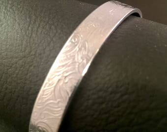 Floral Embossed Bracelet, Flower Cuff Bracelet, Designer Inspired Aluminum bracelet, Floral Aluminum Cuff Bracelet, Hand Stamped Jewelry