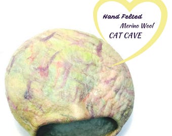 cat felted cave handmade