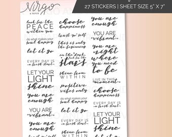 Positive Thoughts Planner Stickers - Daily affirmations, Inspirational quotes planner stickers - Glossy/Matte planner stickers AF2