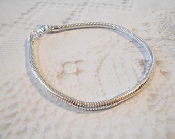 5 Sterling Silver Plated Snake Chain Bracelets Charm Bracelets 8 Inches 20cm Bracelet Findings Components Fits Pandora Biagi European Beads