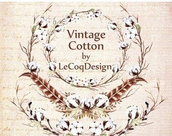 ON SALE 30% Watercolor Cotton Wreath: "WEDDING Clipart" wedding invitation boho clipart Diy elements Boho wedding invitation clipart greetin