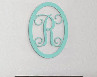 Oval Monogram, Wooden Initial Monogram, Oval Shape Border, Nursery, Wall Decor, Home Decor, Kids Room, Wedding Gift, Wall Hanging