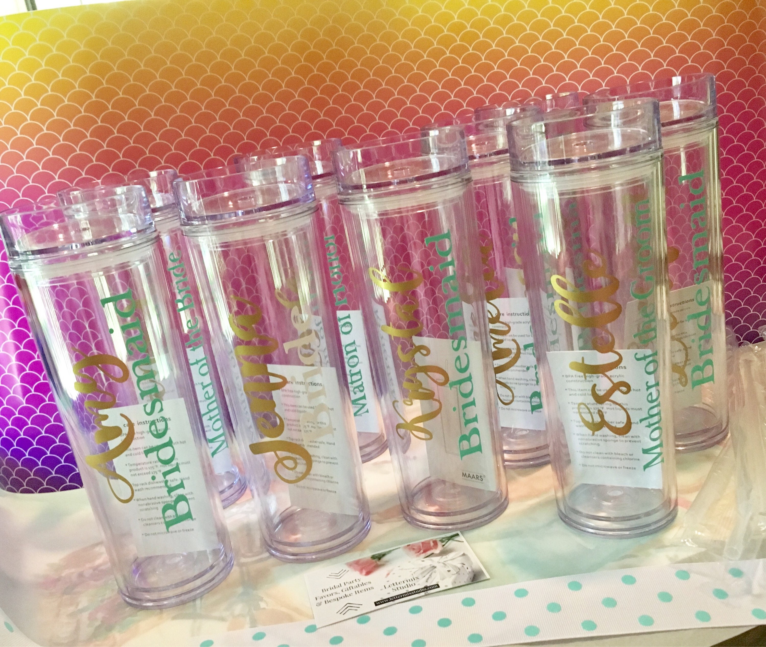 tumblers with names Bridesmaid names, with Bridesmaid Tumblers, Cups Skinny