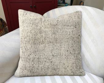 Great Deal!Vintage Kilim Pillow Natural Wool Hand Knotted Anatolian Kilim Pillow Bohemian Decorative Turkish Rug Kelim 20"x20" FREE ShipUSA