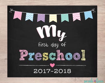 My First Day of Preschool, First Day of School Sign, Printable, Back To School Sign, First Day, Instant Download, School Photo Prop, Girl